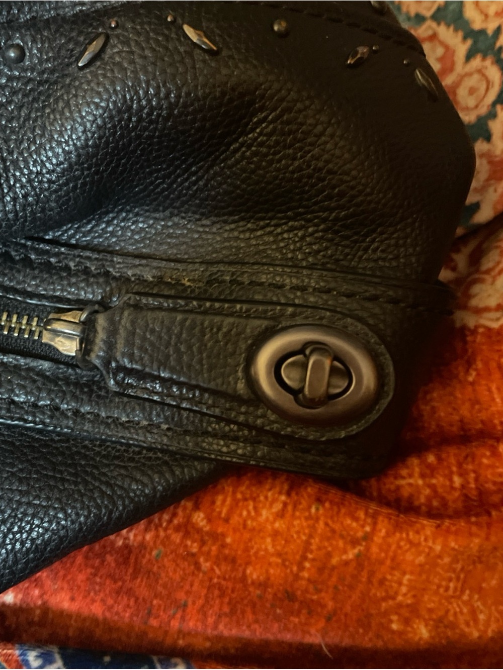 Coach Black Studded Leather Shoulder Bag - Picture 6 of 9